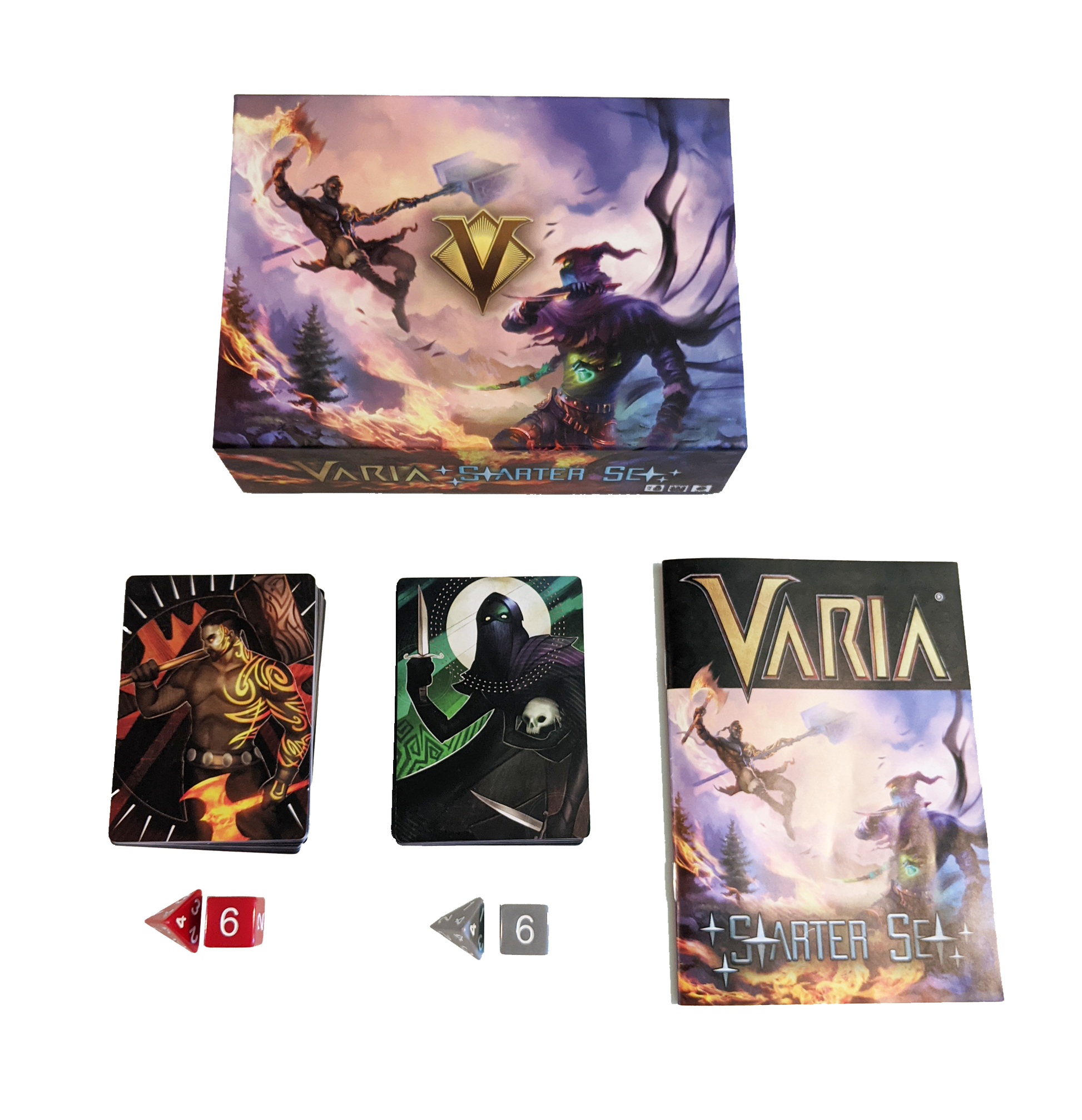 Guildhouse Games Varia Battle Box Starter Card Game Set with Shadow Assassin Card game and Volcanic Warrior card game